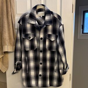 Lucky Brand - Black and White Women's Oversized Shirt Jacket